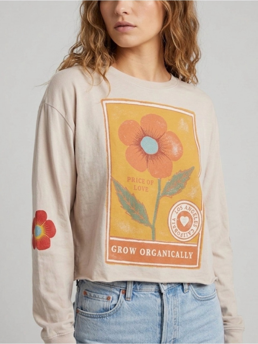 Daydreamer "Price of Love" Grow Organically Cropped Long Sleeve Tee Medium